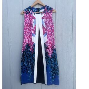 PETER PILOTTO pink blue white Aureta sleeveless floral print sheath dress
